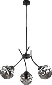 Lustră suspendată pe cablu ZULIA, 3xE27/15W/230V, negru/negru fumuriu