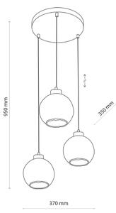 Lustră LED suspendată pe cablu DEVI 3xE27/15W/230V negru/bej fumuriu