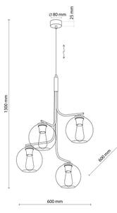 Lustră LED suspendată pe cablu CESAR 4xE27/15W/230V negru/gri fumuriu