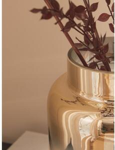 Vază din sticlă suflată manual Westwing Collection Uma, înălțime 20 cm, auriu