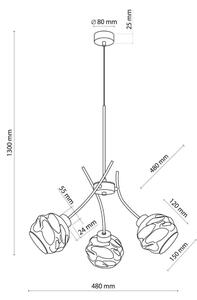 Lustră suspendată pe cablu ZULIA, 3xE27/15W/230V, negru/negru fumuriu