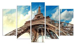 Tablou MDF ( 5 buc ) Paris Eiffel Turnul, Multicolor, 60x110 cm