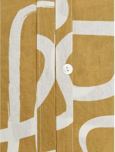 Lenjerie de pat din bumbac percale Westwing Collection Malu, 135 x 200 cm, galben-alb