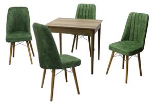 Set masă fixă Deco Nuc cu 4 scaune Atena Verde