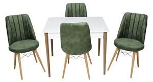 Set masă fixă Deco Albă cu 4 scaune Apollo Verde
