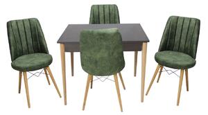 Set masă fixă Deco Wenge cu 4 scaune Apollo Verde