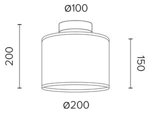 Plafonieră cu detalii arămii Sotto Luce MIKA Elementar XS CP, ⌀ 20 cm, negru