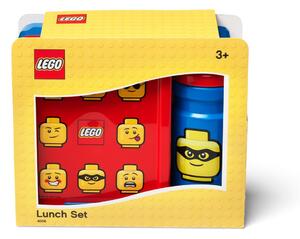 Set caserolă pentru gustări și sticlă LEGO® Iconic, roșu-albastru