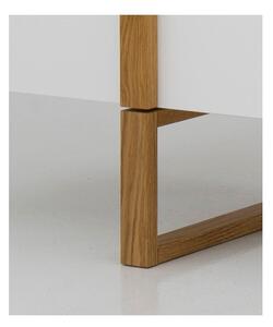 Masă TV cu picioare din lemn de stejar Tenzo Birka, alb