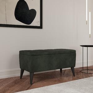 Bancheta haaus Mera, cu spatiu depozitare, Verde Inchis, Stofa, 80 x 37 x 42 cm