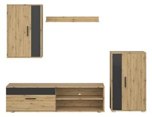 Mobilier living BENSON, stejar artisan/negru, PAL