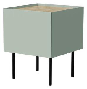 Set 2 noptiere FELLINI, verde olive/stejar, 40x41x60 cm