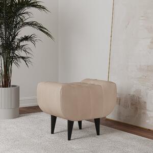 Taburet haaus Atlas, Crem deschis,tapiterie mixta cu piele naturala, 60 x 40 x 47 cm
