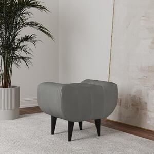 Taburet haaus Atlas, Gri grafit,tapiterie mixta cu piele naturala, 60 x 40 x 47 cm