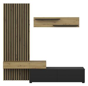 Mobilier living CAMINO, stejar artisan/negru, PAL laminat