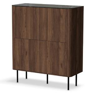 Comoda SOLANO KM-2, nuc/negru, PAL laminat, 100x40x116 cm