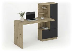 Birou HOBAS, stejar artisan/negru, PAL laminat, 150x62x120 cm
