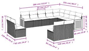 Set canapele de grădină cu perne, 12 piese, bej, poliratan