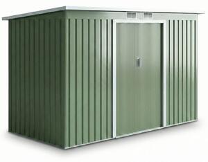 Magazie pentru scule de gradina, otel galvanizat, 280x130x172cm, Verde deschis, usi glisante