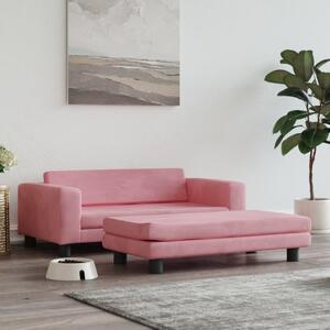 Pat pentru câini cu extensie, roz, 100x50x30 cm, catifea