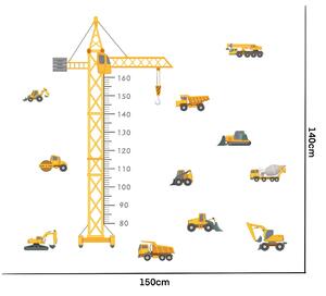 Autocolant de perete „Metre pentru copii - mașini de lucru” 150x140cm