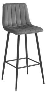 Scaun de bar POZZA VELVET cu picioare negre, gri inchis