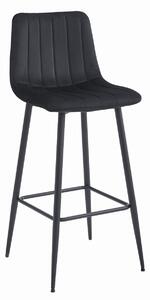 Scaun de bar POZZA VELVET cu picioare negre, negru