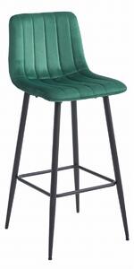Scaun de bar POZZA VELVET cu picioare negre, verde inchis