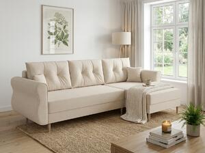 Canapea extensibila de colt SILVIANO, crem, reversibila, 230x140 cm