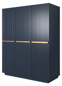 Dulap Nicole cu două sertare 150 cm - MDF albastru marin / mânere aurii