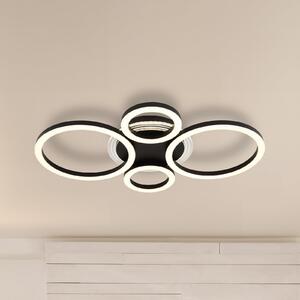 Globo Plafonieră LED Loretta, negru, metal, 53 cm, CCT, Negru, Camera de zi / sufragerie, Metal