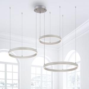 JUST LIGHT. GmbH Lampă suspendată LED Lilluti, argintiu, fier, aluminiu, 3 inele, reglabil, Metalic, Camera de zi / sufragerie, Metal, Modern