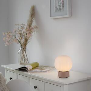 JUST LIGHT. GmbH Lampa de masă cu LED Nami, alb/nisipiu, sticlă, fier, înălțime 17 cm, reglabil, Bej, Camera de zi / sufragerie, Sticlă, glob