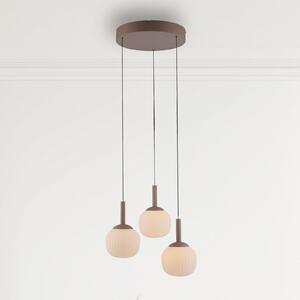 JUST LIGHT. GmbH Lampă suspendată LED Nami, 3 becuri, rotundă, nisip, alb, sticlă, fier, reglabil, Bej, Camera de zi / sufragerie, Sticlă, glob