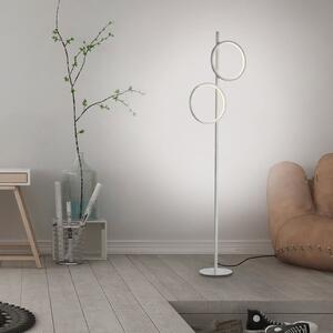JUST LIGHT. GmbH Lampadar LED Mini-Ritus, argintie, din fier, cu 2 inele, Metalic, Camera de zi / sufragerie, Metal, Modern