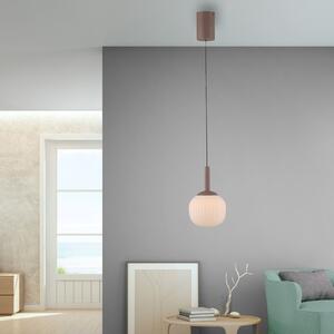 JUST LIGHT. GmbH Lampă suspendată LED Nami, cu un singur corp de iluminat, alb/nisipiu, sticlă,, reglabil, Bej, Camera de zi / sufragerie, Sticlă, glob