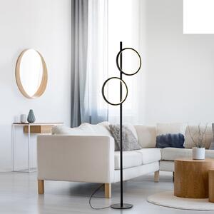 JUST LIGHT. GmbH Lampadar LED Mini-Ritus, negru, fier, 2 inele, Negru, Camera de zi / sufragerie, Metal, Modern