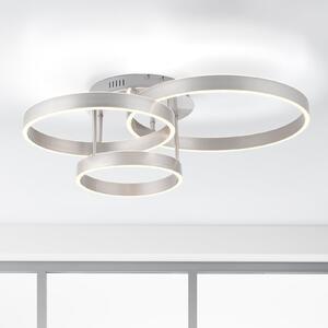 JUST LIGHT. GmbH Plafonieră LED Lilluti, argintiu, fier, aluminiu, 3 inele, reglabil, Metalic, Camera de zi / sufragerie, Metal, Modern