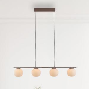 JUST LIGHT. GmbH Lampă suspendată LED Nami, 4 becuri, model lung, culoare nisip, alb, sticlă,, reglabil, Bej, Camera de zi / sufragerie, Sticlă, glob