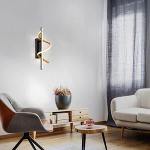 JUST LIGHT. GmbH Aplică de perete LED Emanda, negru/auriu, fier, aluminiu, reglabil, Negru, Camera de zi / sufragerie, Metal
