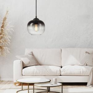 JUST LIGHT. GmbH Lampă suspendată Zea, 1 bec, gri fumuriu/negru, sticlă, E27, Gri, Camera de zi / sufragerie, Sticlă, Modern