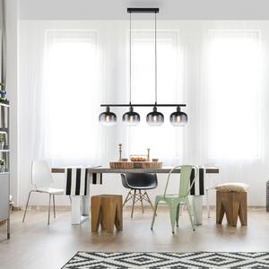 JUST LIGHT. GmbH Lampă suspendată Zea, 4 becuri, gri fumuriu/negru, sticlă, E14, Gri, Camera de zi / sufragerie, Sticlă, Modern