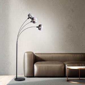 JUST LIGHT. GmbH Lampadar Zea, 3 becuri, gri fumuriu/negru, sticlă, E14, Gri, Camera de zi / sufragerie, Sticlă, Modern
