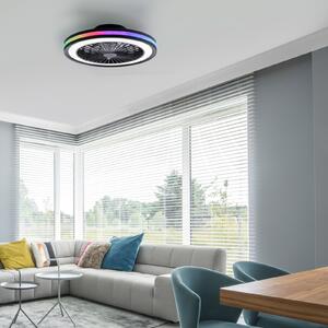JUST LIGHT. GmbH Ventilator de tavan cu LED-uri Brandon, negru, RGBW, CCT, Ø 46,5 cm, reglabil, Negru, Camera de zi / sufragerie, Plastic, Modern