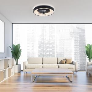 JUST LIGHT. GmbH Ventilator de tavan cu LED Venika, negru CCT, telecomandă, Ø 48,6 cm, reglabil, Negru, Camera de zi / sufragerie, Metal, Modern