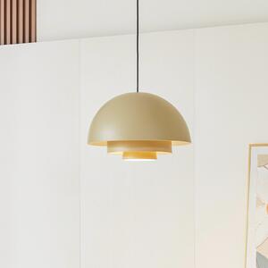 Lucande Nymara Suspensie cu LED, bej, aluminiu, Ø 40 cm, Bej, Camera de zi / sufragerie, Metal, Design