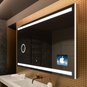 Oglinzi moderne baie cu leduri mari L09 oglinda dreptunghiulara la comanda cu Ceas tactil, Saltea de încălzire, Întrerupător iluminarea