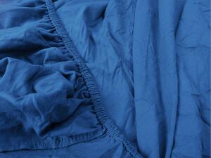 Cearsaf Jersey EXCLUSIVE cu elastic albastru inchis 160 x 200 cm