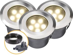 Set spoturi LED încastrate 1W 11 lumeni 70x42mm, pentru exterior IP67, 3 bucăți