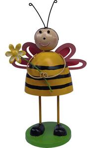 Figurină albină cu floare Lafiora H 35 cm, metal, galben